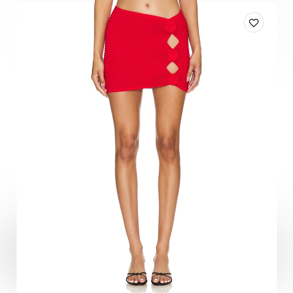 Lovers + Friends 🌹 Red Ziona Mini Skirt with Floral Details- NWT